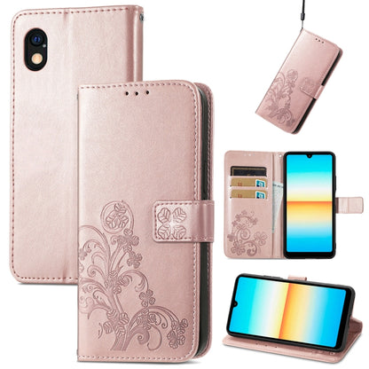 Four-leaf Clasp Embossed Buckle Leather Phone Case, For Sony Xperia Ace III