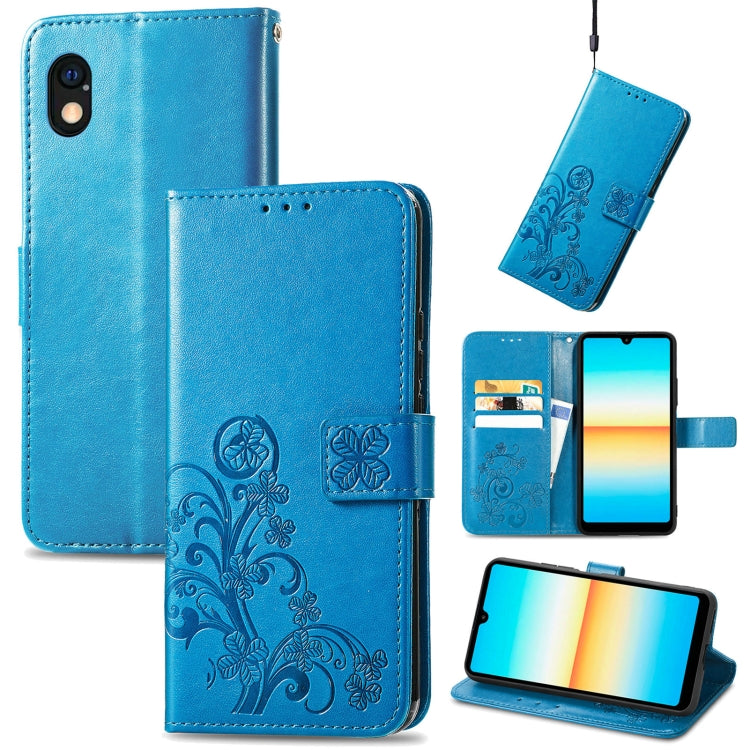 Four-leaf Clasp Embossed Buckle Leather Phone Case, For Sony Xperia Ace III