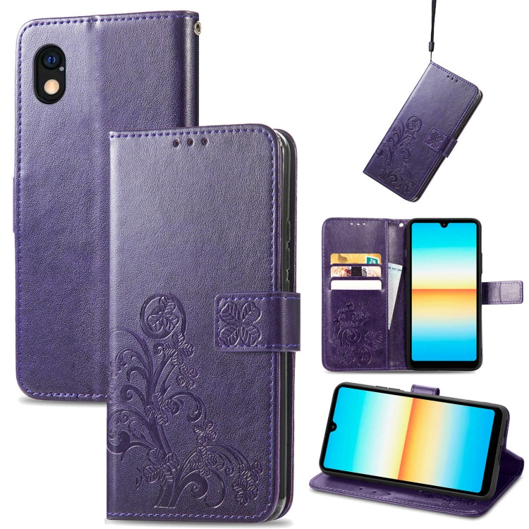 Four-leaf Clasp Embossed Buckle Leather Phone Case, For Sony Xperia Ace III