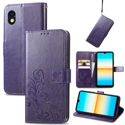 Four-leaf Clasp Embossed Buckle Leather Phone Case, For Sony Xperia Ace III