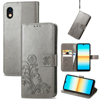 Four-leaf Clasp Embossed Buckle Leather Phone Case, For Sony Xperia Ace III