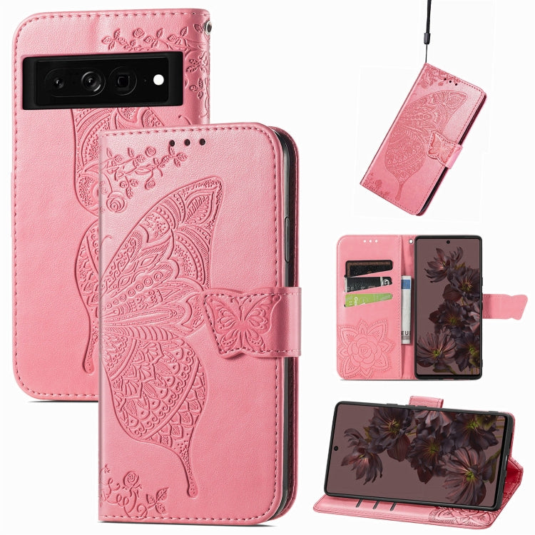 Butterfly Love Flower Embossed Leather Phone Case, For Google Pixel 7 Pro 5G, For Google Pixel 7 5G, For OnePlus Nord CE 2 5G