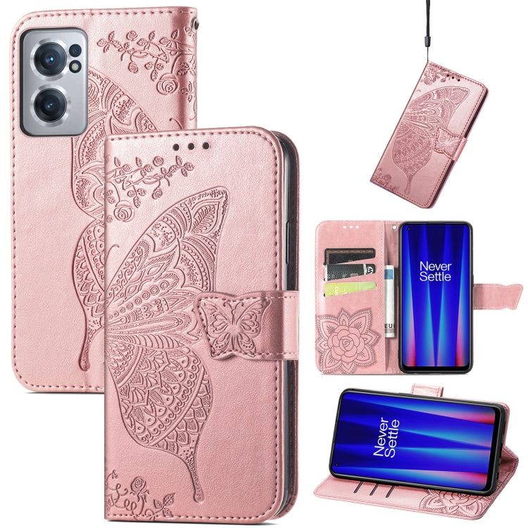 Butterfly Love Flower Embossed Leather Phone Case, For Google Pixel 7 Pro 5G, For Google Pixel 7 5G, For OnePlus Nord CE 2 5G