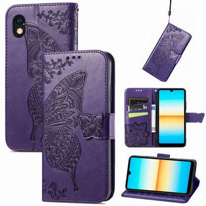 Butterfly Love Flower Embossed Leather Phone Case, For Sony Xperia Ace III