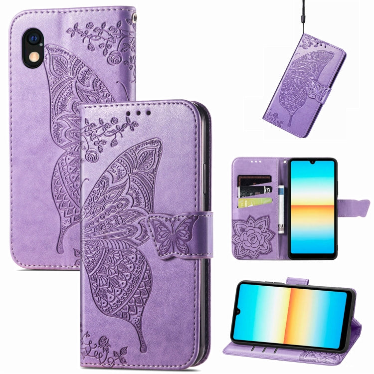 Butterfly Love Flower Embossed Leather Phone Case, For Sony Xperia Ace III