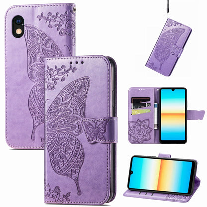 Butterfly Love Flower Embossed Leather Phone Case, For Sony Xperia Ace III
