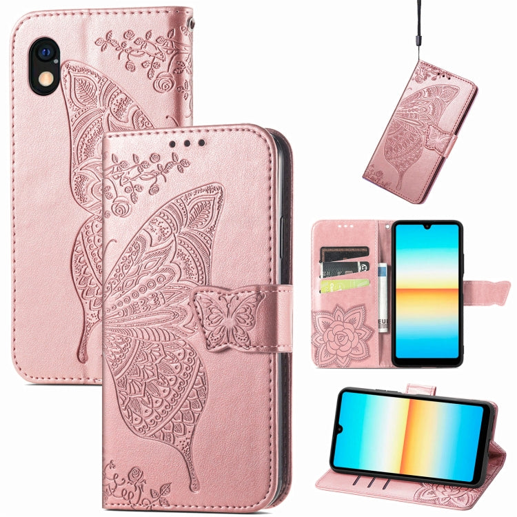 Butterfly Love Flower Embossed Leather Phone Case, For Sony Xperia Ace III