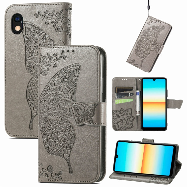 Butterfly Love Flower Embossed Leather Phone Case, For Sony Xperia Ace III