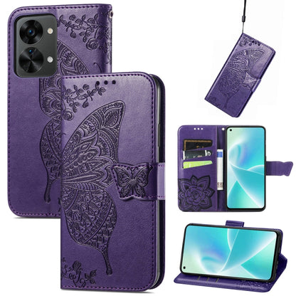 Butterfly Love Flower Embossed Horizontal Flip Leather Phone Case, For Honor 70, For Nokia C21 Plus, For OnePlus Nord 2T