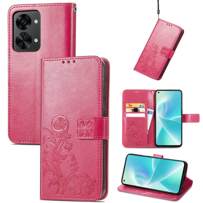Four-leaf Clasp Embossed Buckle Leather Phone Case, For OnePlus Nord 2T, For Nokia C21 Plus