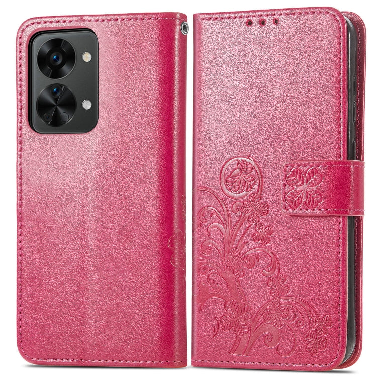 Four-leaf Clasp Embossed Buckle Leather Phone Case, For OnePlus Nord 2T, For Nokia C21 Plus