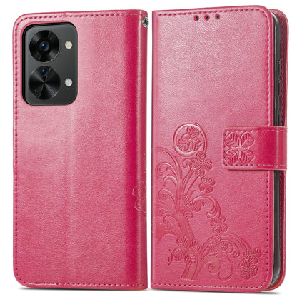 Four-leaf Clasp Embossed Buckle Leather Phone Case, For OnePlus Nord 2T, For Nokia C21 Plus