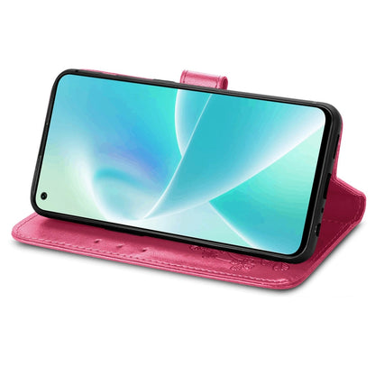 Four-leaf Clasp Embossed Buckle Leather Phone Case, For OnePlus Nord 2T, For Nokia C21 Plus