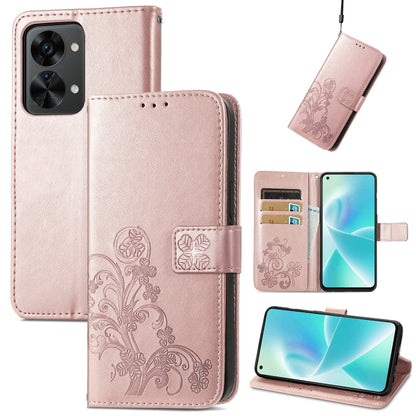 Four-leaf Clasp Embossed Buckle Leather Phone Case, For OnePlus Nord 2T, For Nokia C21 Plus