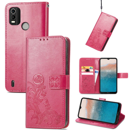 Four-leaf Clasp Embossed Buckle Leather Phone Case, For OnePlus Nord 2T, For Nokia C21 Plus
