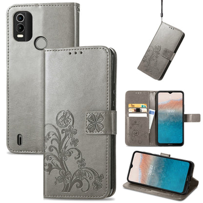 Four-leaf Clasp Embossed Buckle Leather Phone Case, For OnePlus Nord 2T, For Nokia C21 Plus