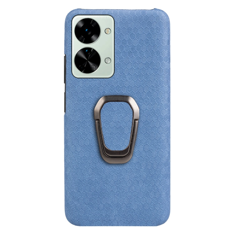 For OnePlus Nord 2T 5G Ring Holder Honeycomb PU Phone Case, Wathet, Navy Blue, Grey, Coffee, Orange, Pink