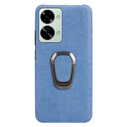 For OnePlus Nord 2T 5G Ring Holder Honeycomb PU Phone Case, Wathet, Navy Blue, Grey, Coffee, Orange, Pink