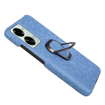 For OnePlus Nord 2T 5G Ring Holder Honeycomb PU Phone Case, Wathet, Navy Blue, Grey, Coffee, Orange, Pink