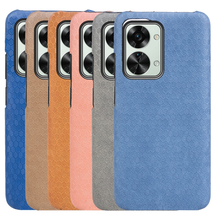 For OnePlus Nord 2T 5G Ring Holder Honeycomb PU Phone Case, Wathet, Navy Blue, Grey, Coffee, Orange, Pink