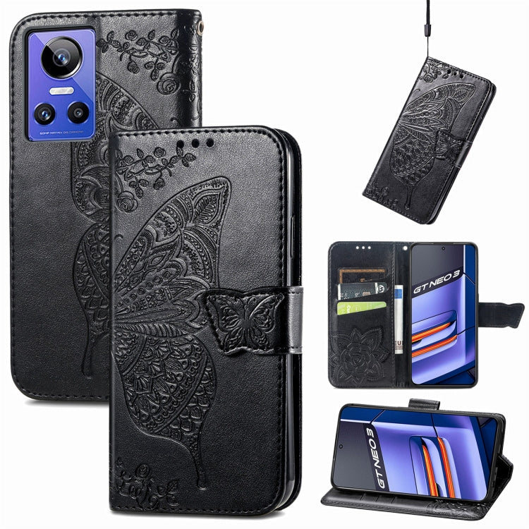 Butterfly Love Flower Embossed Flip Leather Phone Case, For Realme GT Neo 3, For Realme C30, For OPPO A77