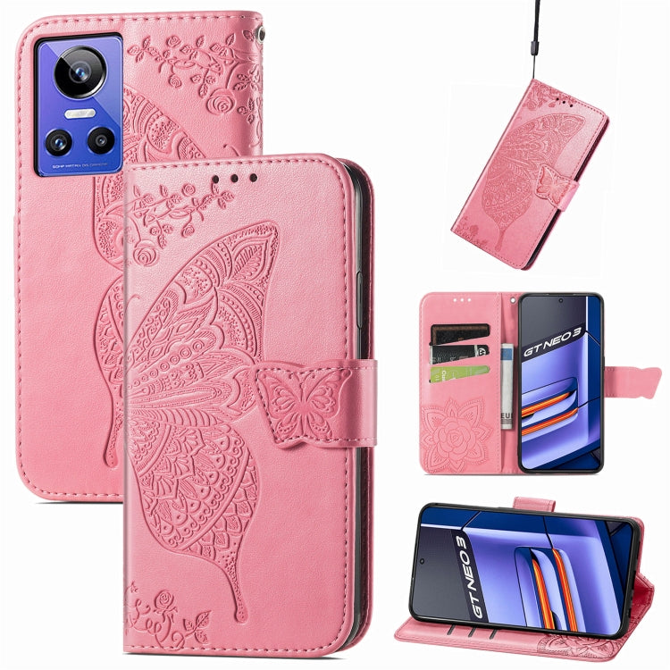 Butterfly Love Flower Embossed Flip Leather Phone Case, For Realme GT Neo 3, For Realme C30, For OPPO A77