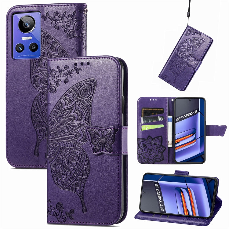 Butterfly Love Flower Embossed Flip Leather Phone Case, For Realme GT Neo 3, For Realme C30, For OPPO A77