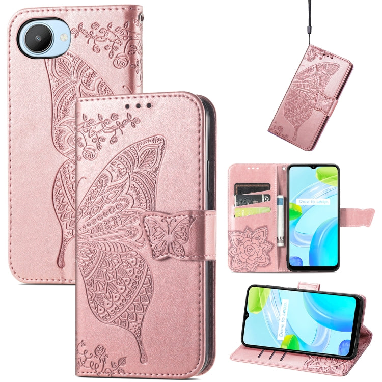 Butterfly Love Flower Embossed Flip Leather Phone Case, For Realme GT Neo 3, For Realme C30, For OPPO A77