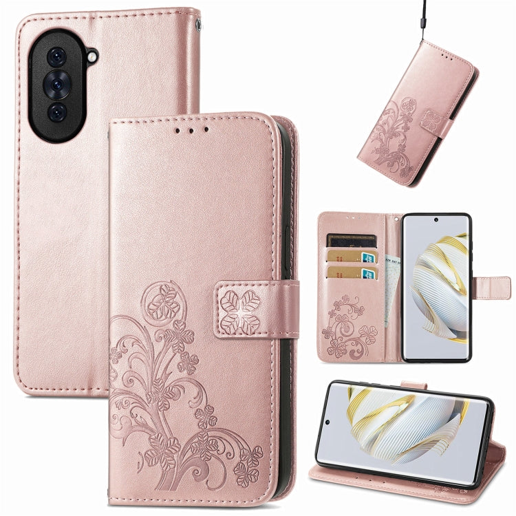 Four-leaf Clasp Embossed Buckle Leather Phone Case, For Huawei Nova 10, For Nokia X100 5G, For OnePlus 10T, For T-Mobile REVVL 6 5G