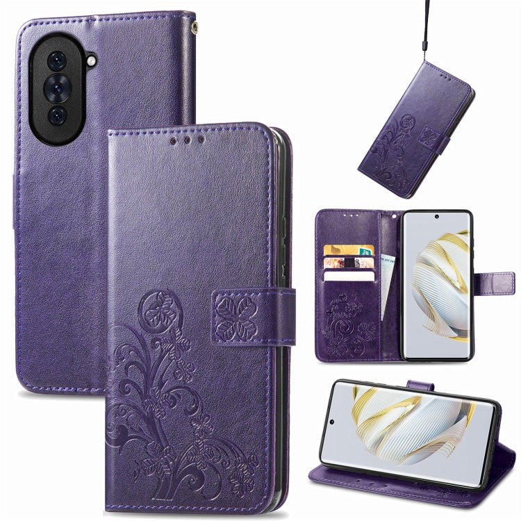 Four-leaf Clasp Embossed Buckle Leather Phone Case, For Huawei Nova 10, For Nokia X100 5G, For OnePlus 10T, For T-Mobile REVVL 6 5G