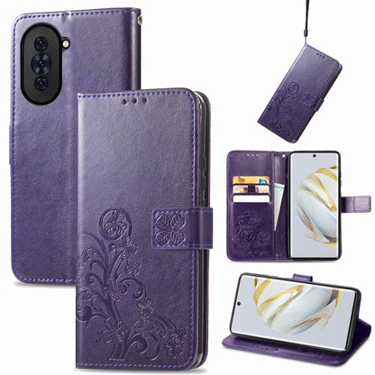 Four-leaf Clasp Embossed Buckle Leather Phone Case, For Huawei Nova 10, For Nokia X100 5G, For OnePlus 10T, For T-Mobile REVVL 6 5G