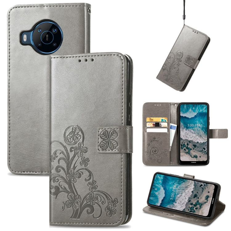Four-leaf Clasp Embossed Buckle Leather Phone Case, For Huawei Nova 10, For Nokia X100 5G, For OnePlus 10T, For T-Mobile REVVL 6 5G