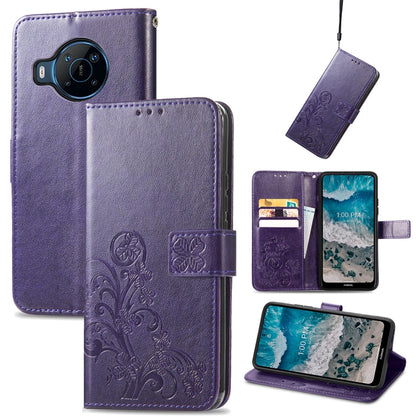Four-leaf Clasp Embossed Buckle Leather Phone Case, For Huawei Nova 10, For Nokia X100 5G, For OnePlus 10T, For T-Mobile REVVL 6 5G