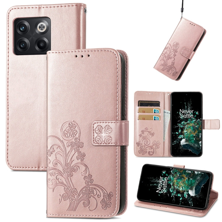 Four-leaf Clasp Embossed Buckle Leather Phone Case, For Huawei Nova 10, For Nokia X100 5G, For OnePlus 10T, For T-Mobile REVVL 6 5G