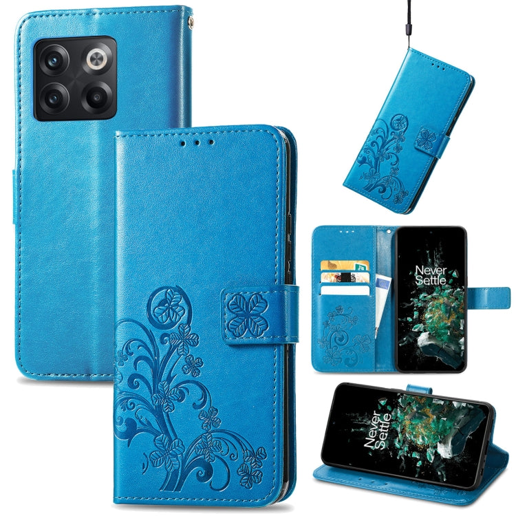 Four-leaf Clasp Embossed Buckle Leather Phone Case, For Huawei Nova 10, For Nokia X100 5G, For OnePlus 10T, For T-Mobile REVVL 6 5G
