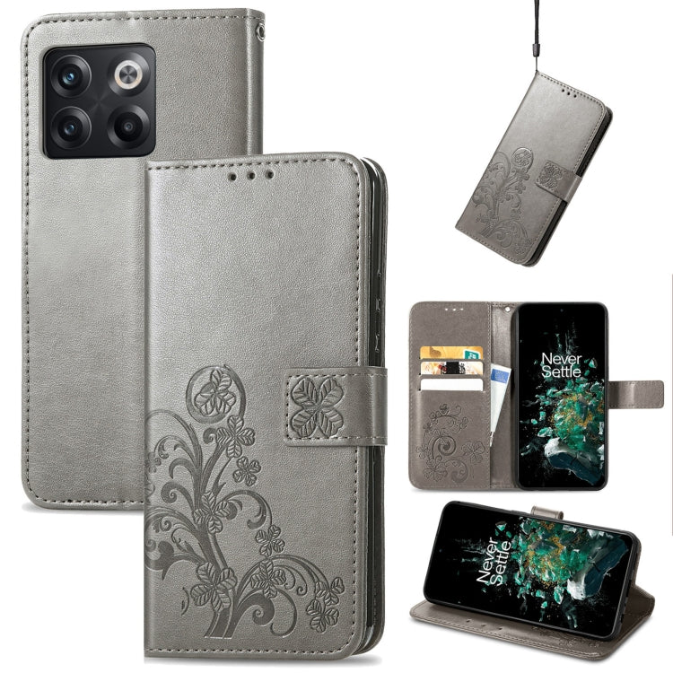 Four-leaf Clasp Embossed Buckle Leather Phone Case, For Huawei Nova 10, For Nokia X100 5G, For OnePlus 10T, For T-Mobile REVVL 6 5G