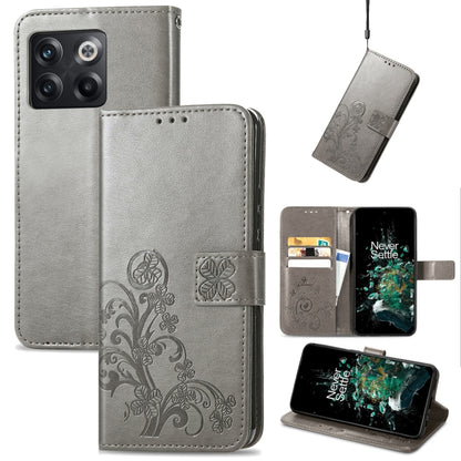 Four-leaf Clasp Embossed Buckle Leather Phone Case, For Huawei Nova 10, For Nokia X100 5G, For OnePlus 10T, For T-Mobile REVVL 6 5G
