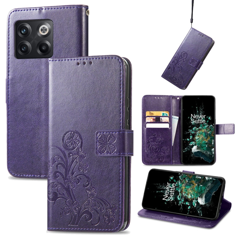 Four-leaf Clasp Embossed Buckle Leather Phone Case, For Huawei Nova 10, For Nokia X100 5G, For OnePlus 10T, For T-Mobile REVVL 6 5G