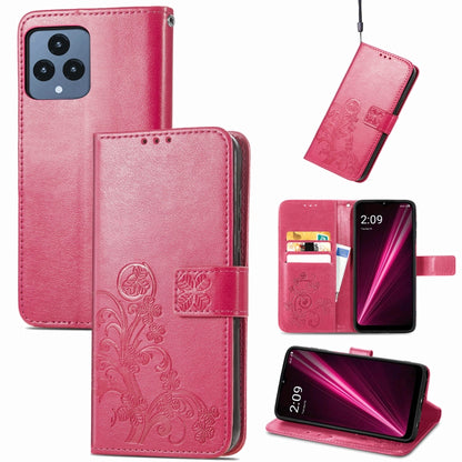 Four-leaf Clasp Embossed Buckle Leather Phone Case, For Huawei Nova 10, For Nokia X100 5G, For OnePlus 10T, For T-Mobile REVVL 6 5G