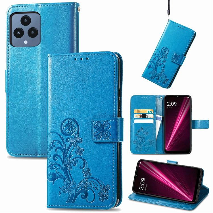 Four-leaf Clasp Embossed Buckle Leather Phone Case, For Huawei Nova 10, For Nokia X100 5G, For OnePlus 10T, For T-Mobile REVVL 6 5G