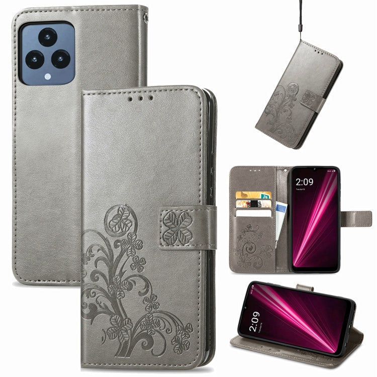 Four-leaf Clasp Embossed Buckle Leather Phone Case, For Huawei Nova 10, For Nokia X100 5G, For OnePlus 10T, For T-Mobile REVVL 6 5G