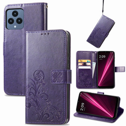 Four-leaf Clasp Embossed Buckle Leather Phone Case, For Huawei Nova 10, For Nokia X100 5G, For OnePlus 10T, For T-Mobile REVVL 6 5G