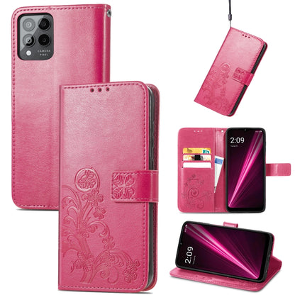 Four-leaf Clasp Embossed Buckle Leather Phone Case, For T-Mobile Revvl 6 Pro 5G