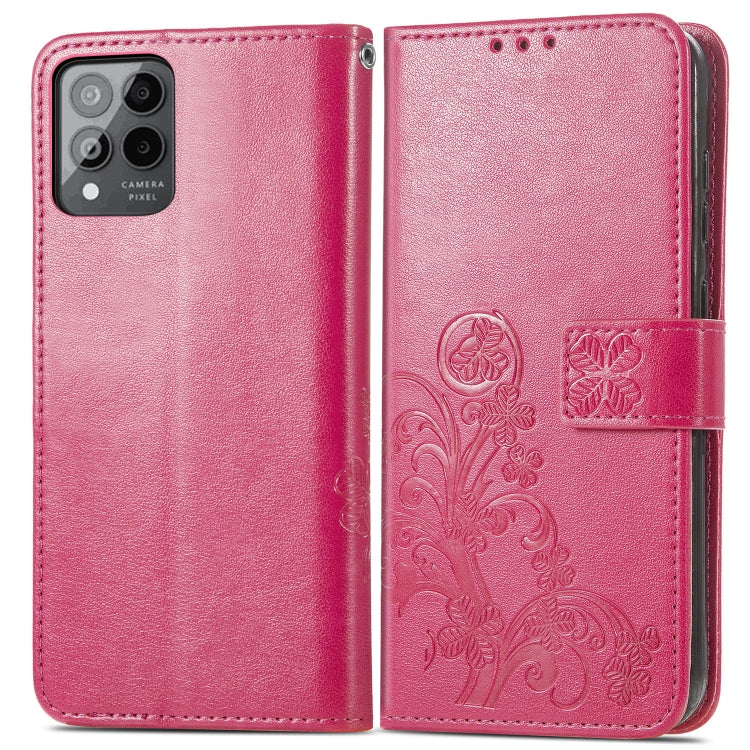 Four-leaf Clasp Embossed Buckle Leather Phone Case, For T-Mobile Revvl 6 Pro 5G