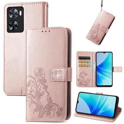 Four-leaf Clasp Embossed Buckle Leather Phone Case, For OPPO A57 4G, For OPPO A97 5G, For Realme C33, For vivo Y16