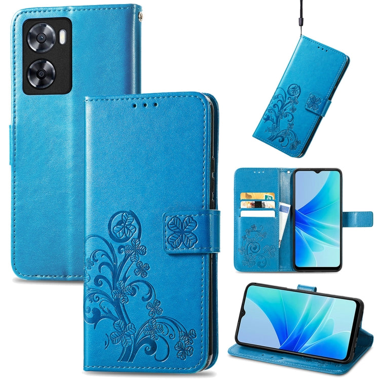 Four-leaf Clasp Embossed Buckle Leather Phone Case, For OPPO A57 4G, For OPPO A97 5G, For Realme C33, For vivo Y16
