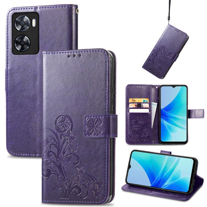 Four-leaf Clasp Embossed Buckle Leather Phone Case, For OPPO A57 4G, For OPPO A97 5G, For Realme C33, For vivo Y16