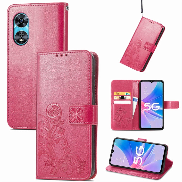 Four-leaf Clasp Embossed Buckle Leather Phone Case, For OPPO A57 4G, For OPPO A97 5G, For Realme C33, For vivo Y16