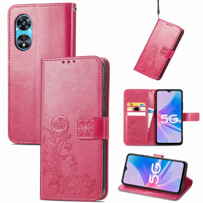 Four-leaf Clasp Embossed Buckle Leather Phone Case, For OPPO A57 4G, For OPPO A97 5G, For Realme C33, For vivo Y16