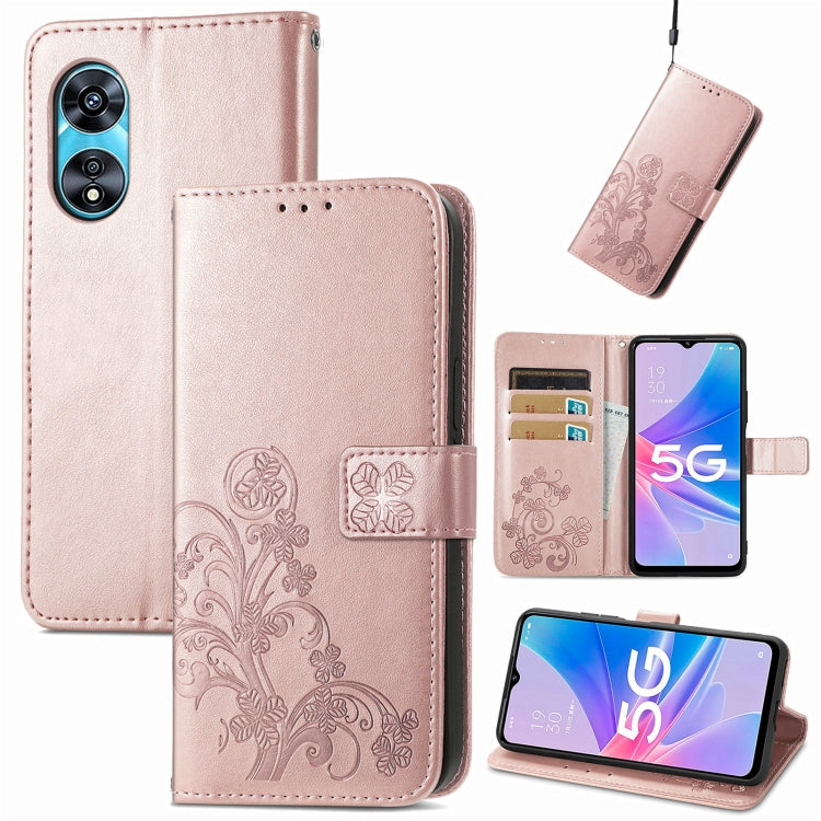Four-leaf Clasp Embossed Buckle Leather Phone Case, For OPPO A57 4G, For OPPO A97 5G, For Realme C33, For vivo Y16